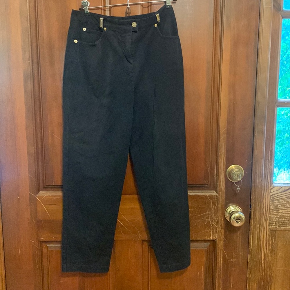 St. John Sport Black Pants Trousers Stretch Flat Front Straight Leg Women’s Sz 8